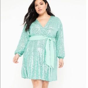 NWT Eloquii Belted Sequin Wrap Dress